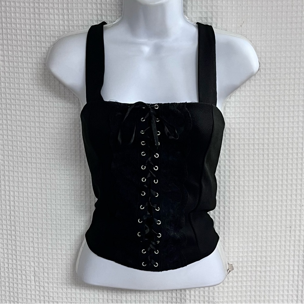 Madi Mase ladies Black Lace-Up Tank Top size XL